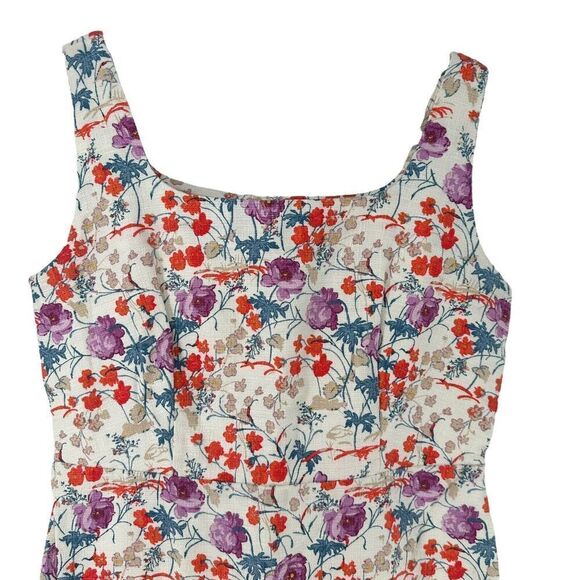 Ann Taylor Sheath Dress Size 4 Floral Knee Length Colorful Sleeveless Textured - Picture 2 of 9